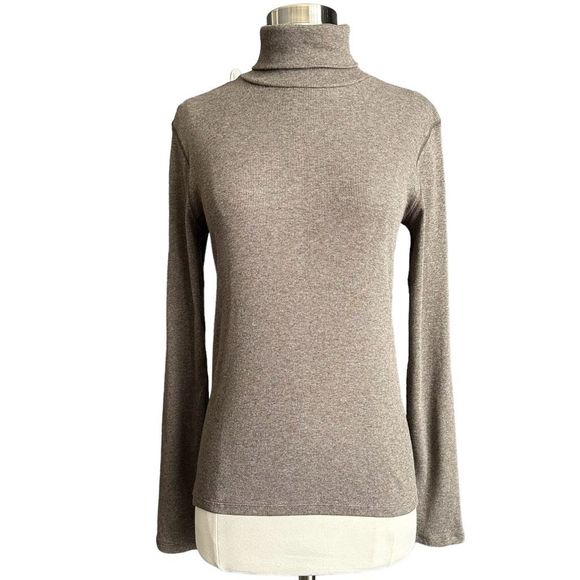 NWOT Everlane The Supima® Micro-Rib Turtleneck Washed Heathered Fatigue M - Picture 7 of 13